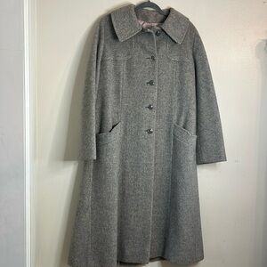 Light Grey Long Vintage Wool Swing Coat Large